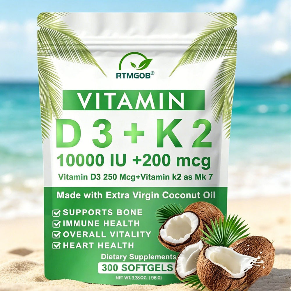Microingredients Vitamin D3 10000 iu K2 300 Coconut Oil Softgels