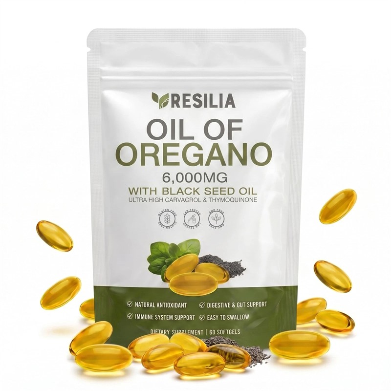 2 PACK Resilia Oil of Oregano 6000mg with Black Seed Oil Softgels – 60 Capsules