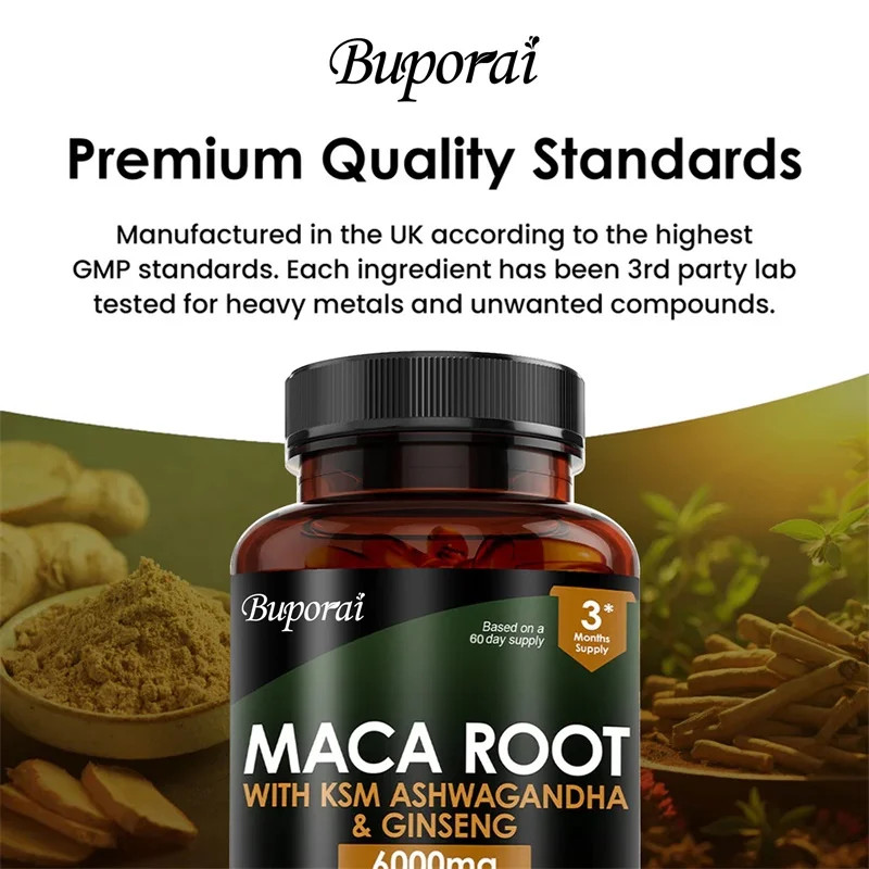 Maca Root 120pcs, Reduce Fatigue, Improve Energy and Vitality, Enhances Memory