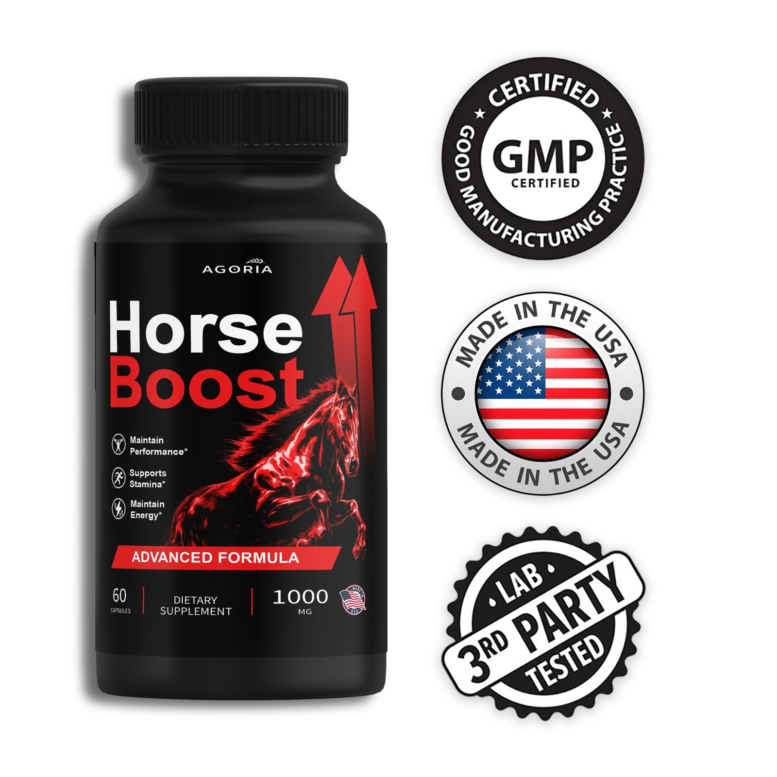 (1 Pack) Horse Boost Pills Male Health Support Formula HorseBoost 60 Capsules