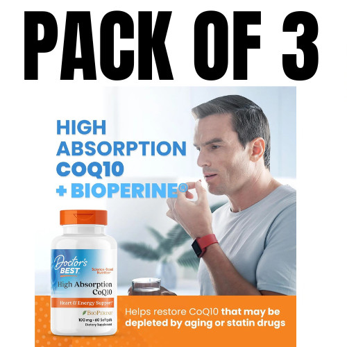 Doctor’s Best High Absorption CoQ10 – 60 Count (Pack of 3)