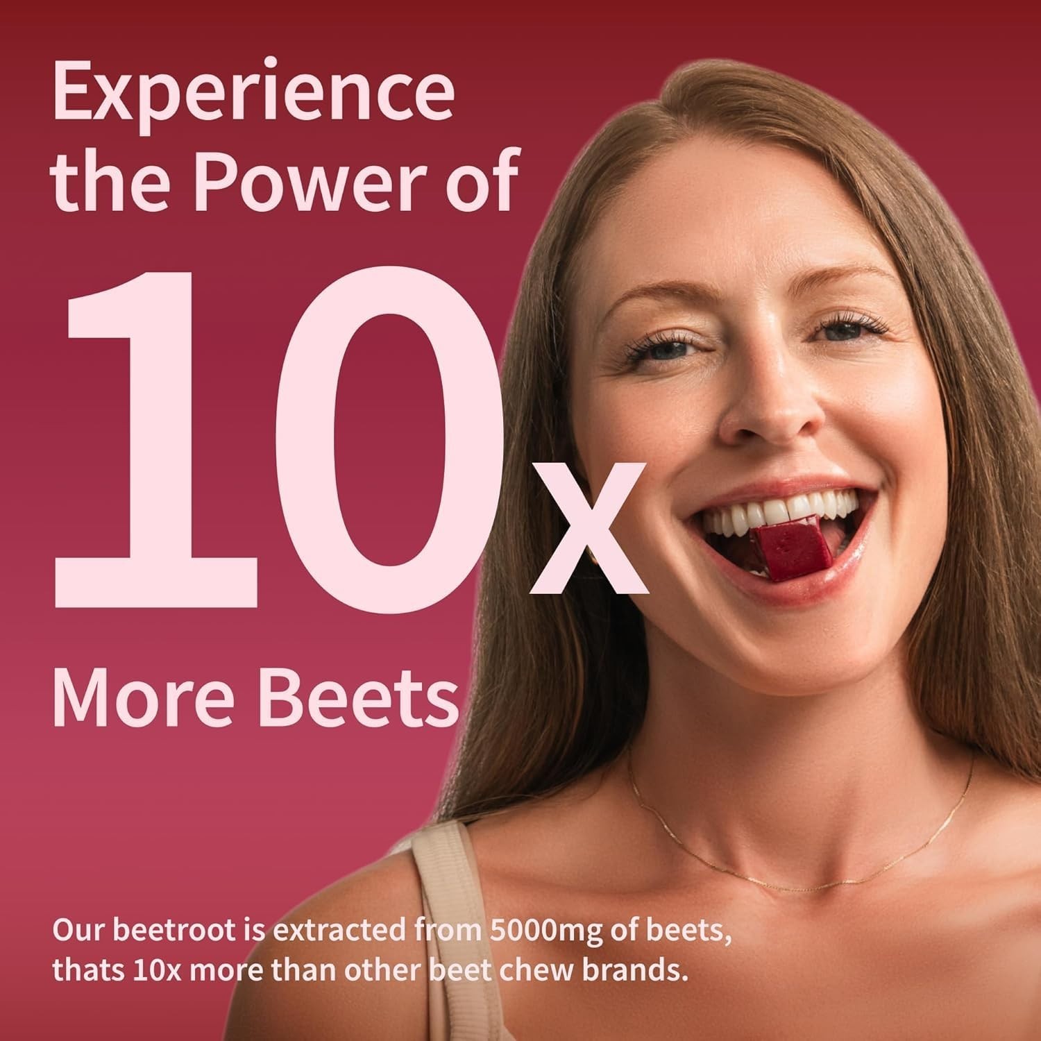 Beet Root Soft Chews for Adults 35+, Sugar Free Heart Health Support, Vegan, 60