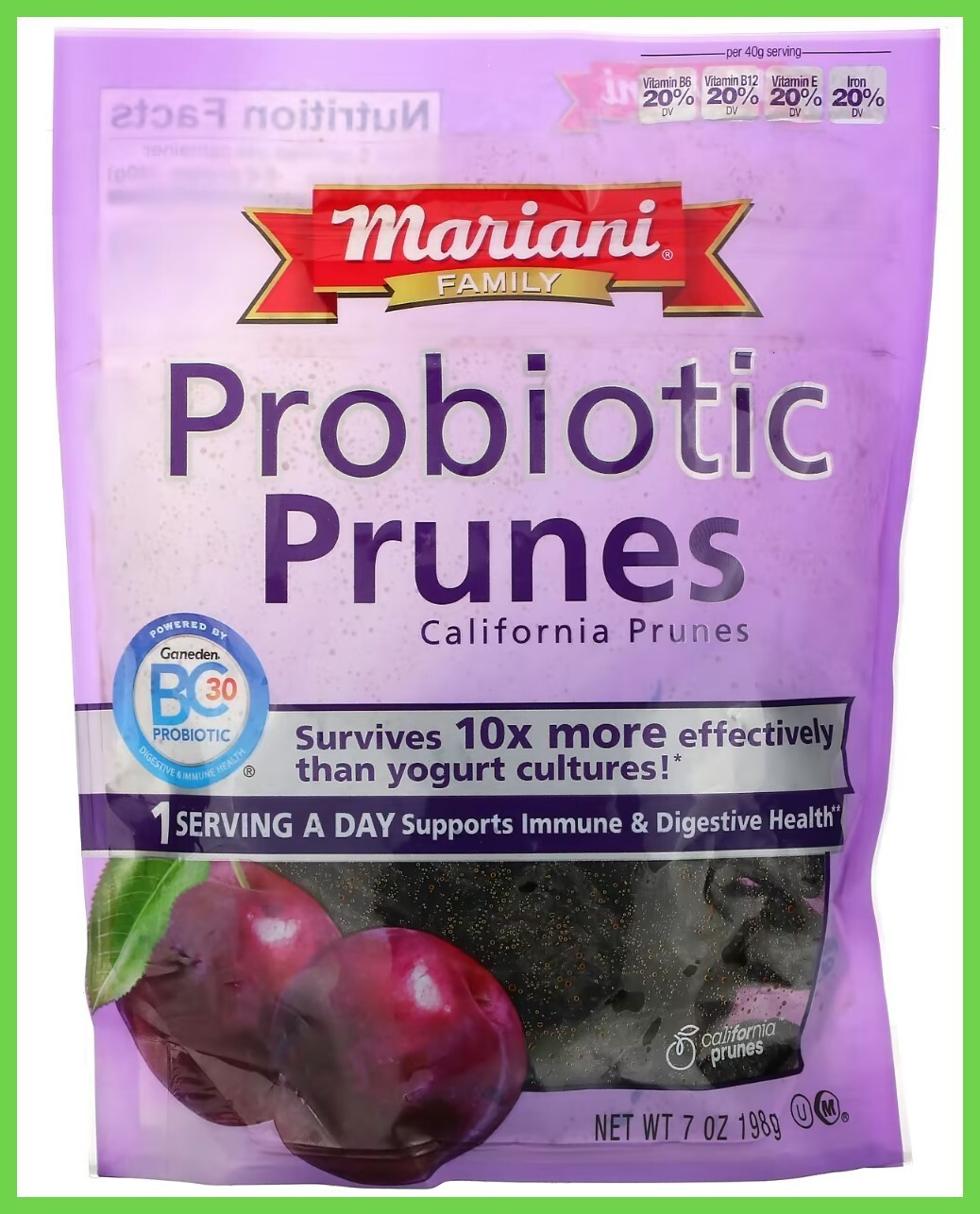 Mariani Dried Fruit, Family, Probiotic Prunes, 7 oz (198 g)
