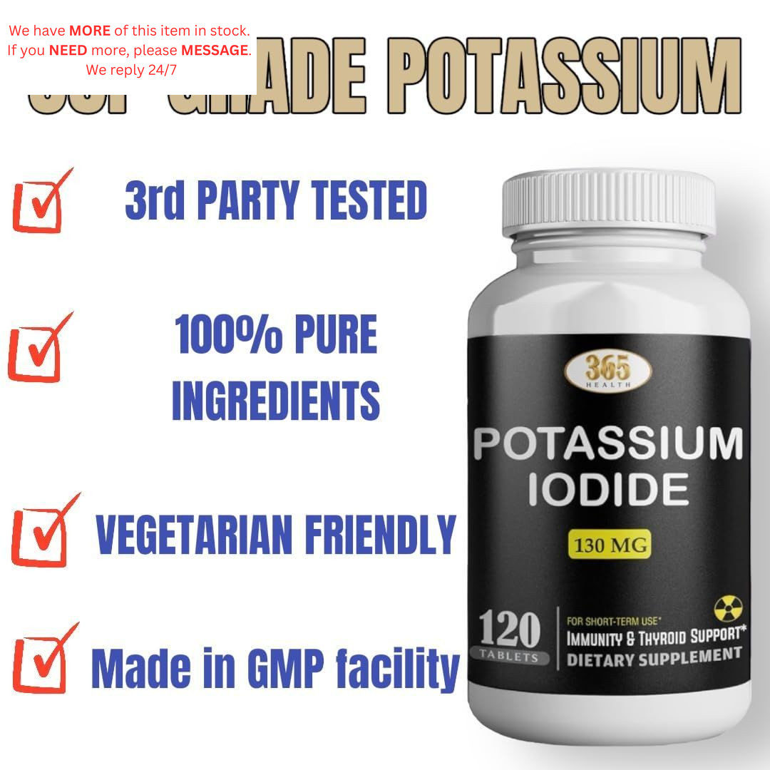 Potassium Iodide130 mg – KI Tablets- 120 Count (Pack of 1), White
