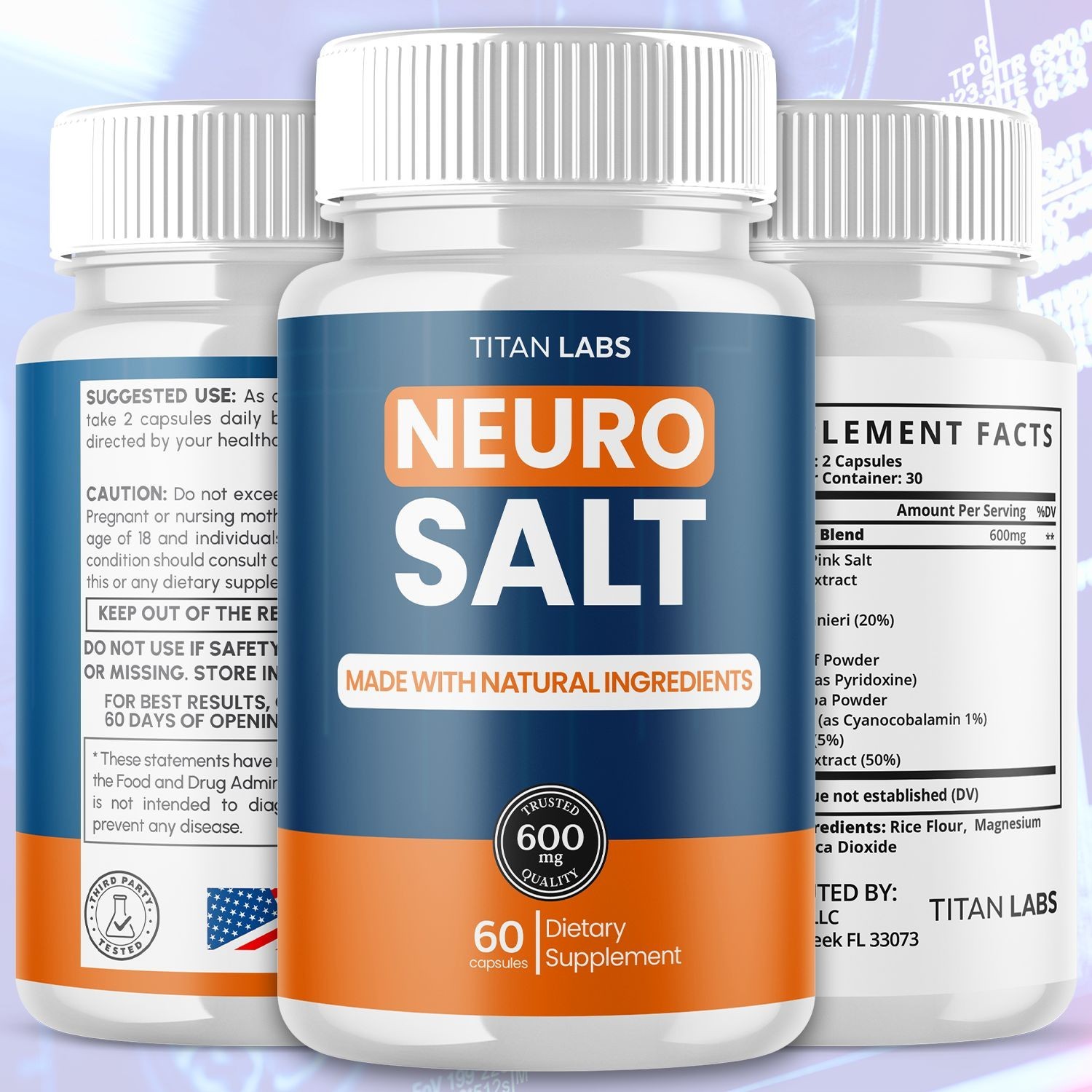 (1 Pack) Neuro Salt Nootropic All Natural Brain Supplement NeuroSalt 60 Capsules