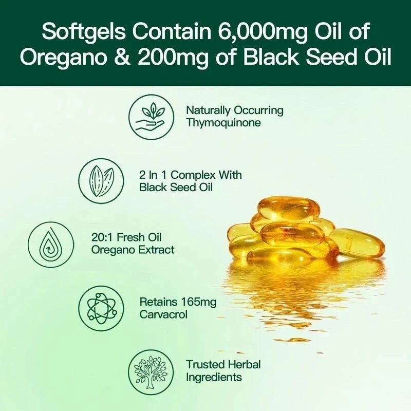 VivoNu Oil of Oregano Capsules | 6000mg Oil of Oregano with Black Seed Oil
