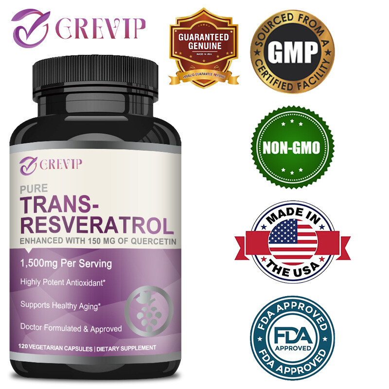 Trans-Resveratrol 1500mg -Quercetin -Anti-Aging, Anti-inflammatory, Antioxidant