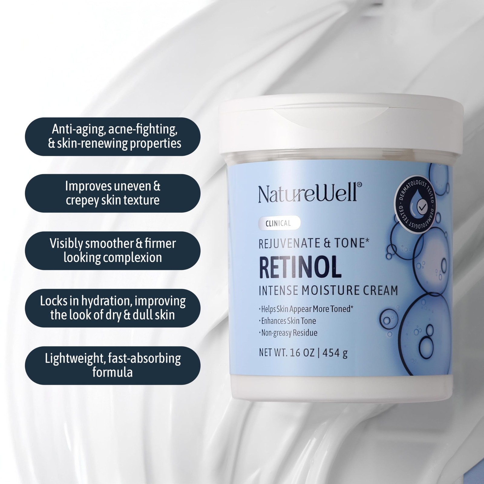 NATURE WELL Clinical Retinol Rejuvenate & Tone Moisture Cream for Face & Body…