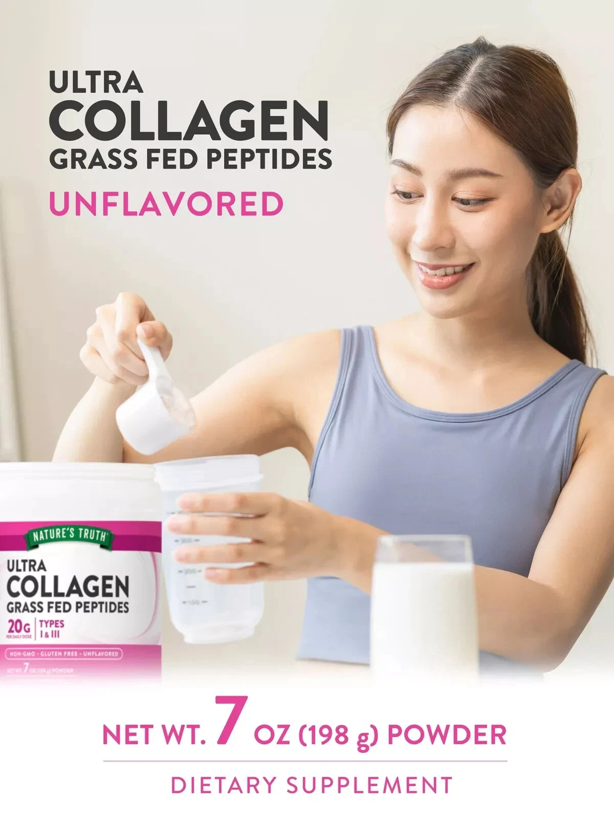 Nature’s Truth® Ultra Collagen Powder Grass Fed Peptides Types 1 & 3, 7 oz