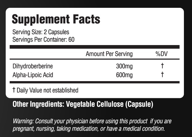 Refined Root Dihydroberberine 300mg & Alpha Lipoic Acid 600mg Dietary Supplement