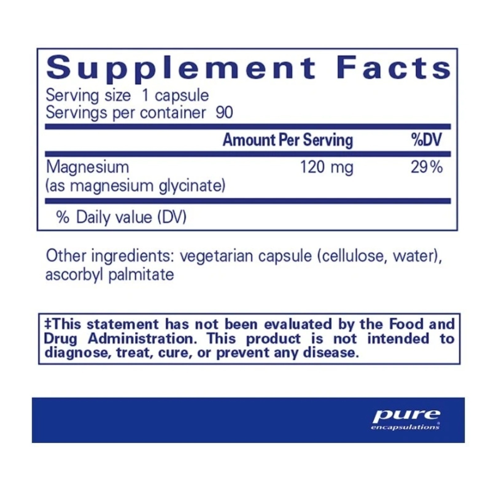 Pure Encapsulations Magnesium Glycinate,90 capsules, 120 mg