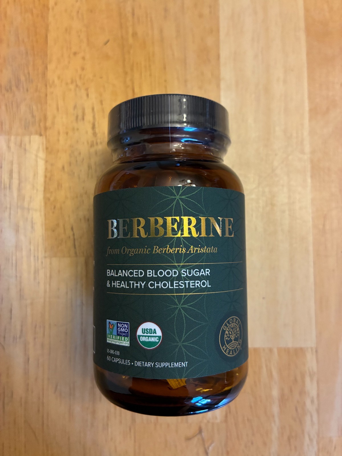 Global Healing Organic Berberine, Ceylon Cinnamon & Black Pepper 1200mg 60 Caps