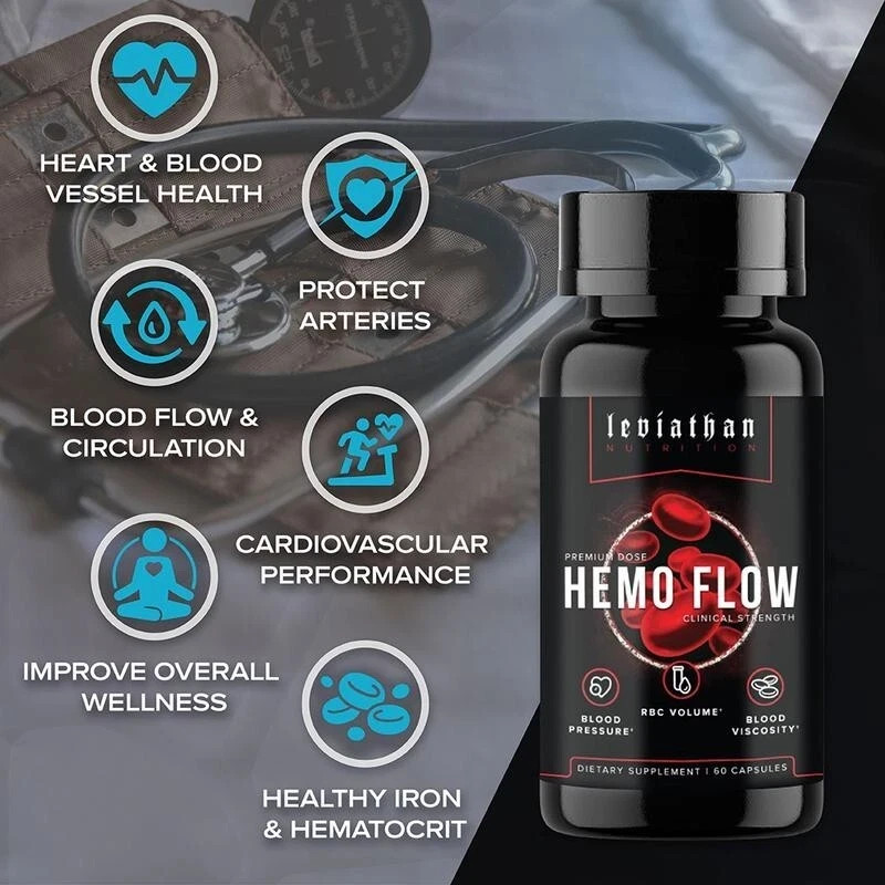 3pcs Leviathan Nutrition Hemo Flow Supplement with Nattokinase for Nitric Oxide