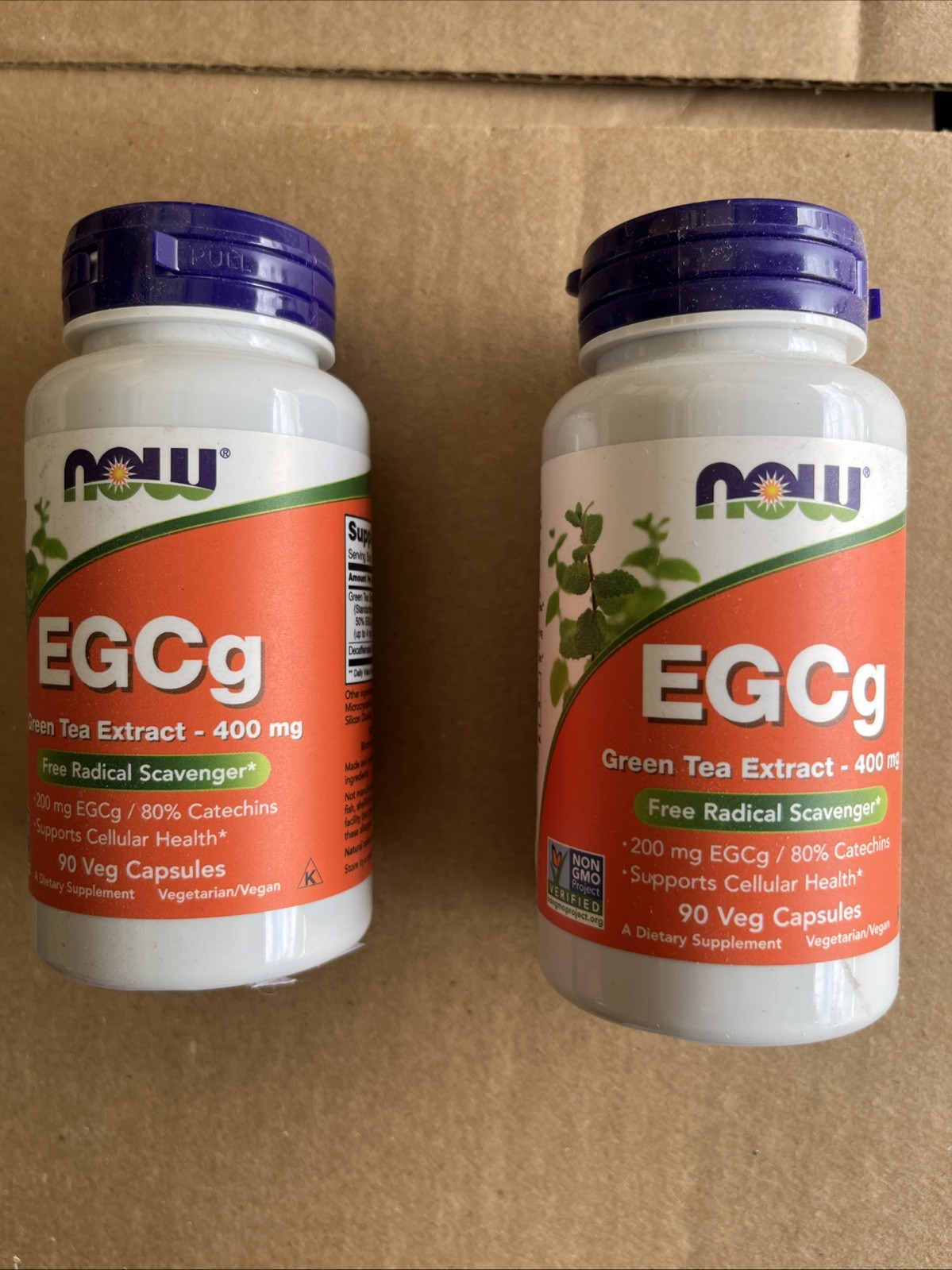 NOW FOODS EGCg Green Tea Extract 400 mg 90 Veg Capsules (2x)