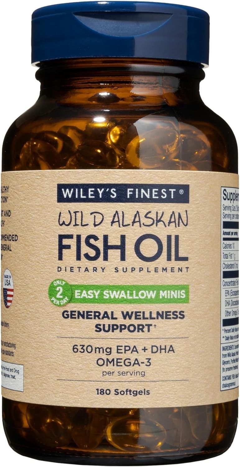 Wiley’s Finest Wild Alaskan Fish Oil – Easy to Swallow Minis 180gel EXP 08/2026
