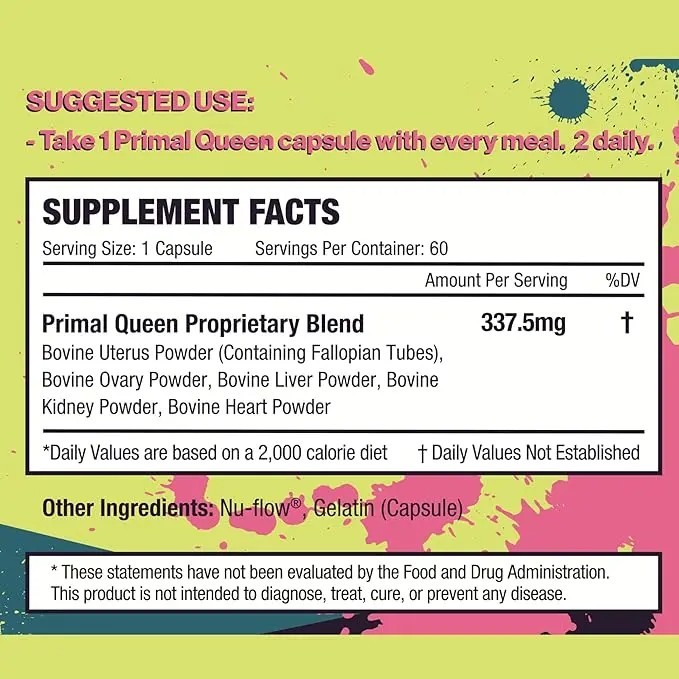 Primal Queen Beef Organ Supplement for Women 60ct – 1 MONTH SUPPLY!