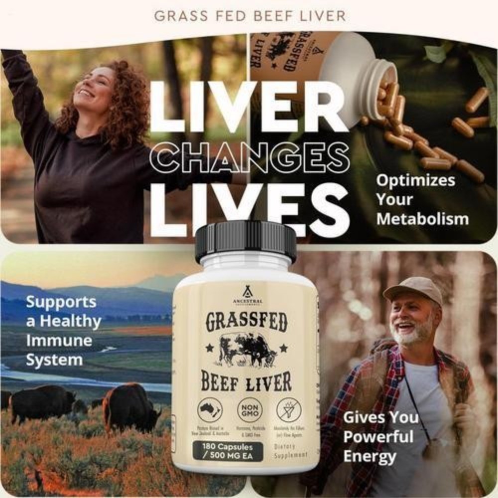 2 bottles Ancestral Supplements Grass Fed Beef Thyroid 500 Mg 180 Capsules