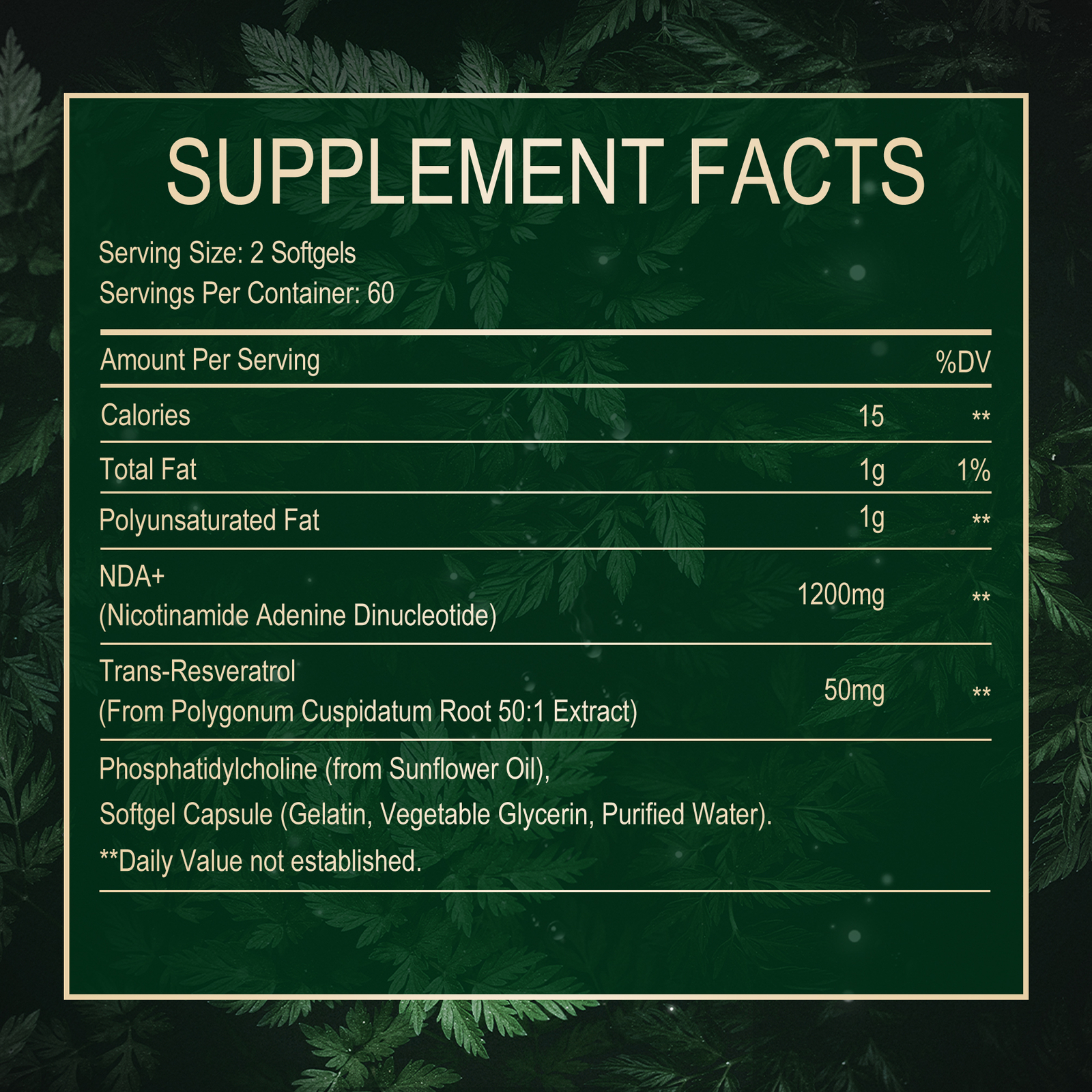 NAD+Resveratrol – with Phosphatidylcholine – Support Cellular Energy, Anti Aging