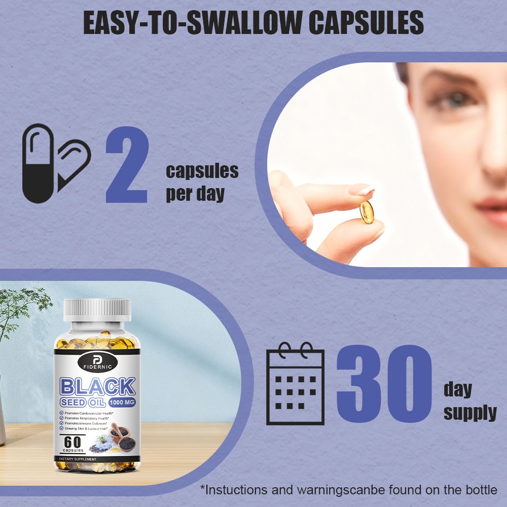 Black Seed Oil 1000mg 60 Capsules Cold Pressed Nigella Sativa