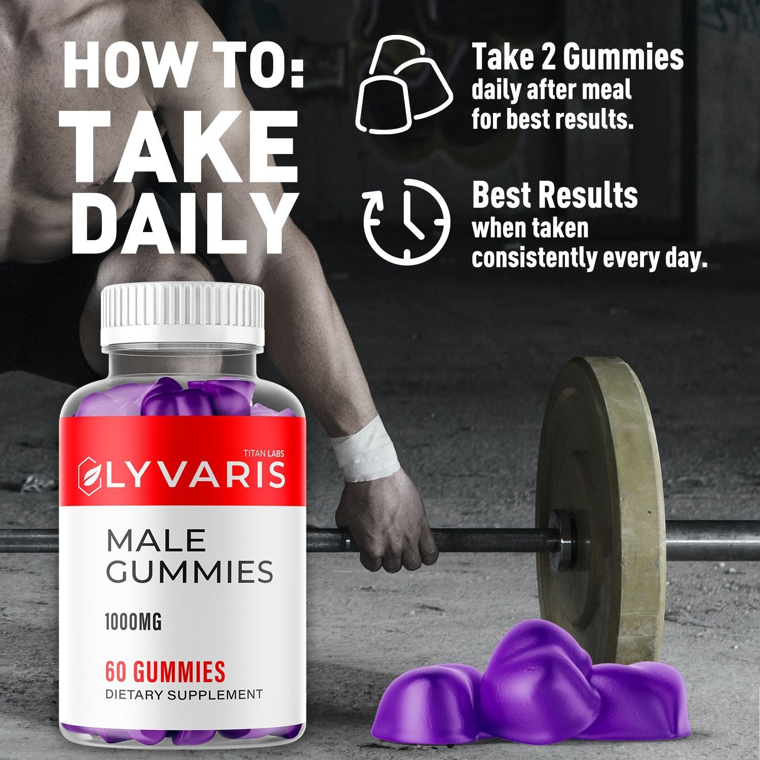 (1 Pack) Lyvaris Male ACV Gummy Male Health Support Formula Ly Varis 60 Gummies