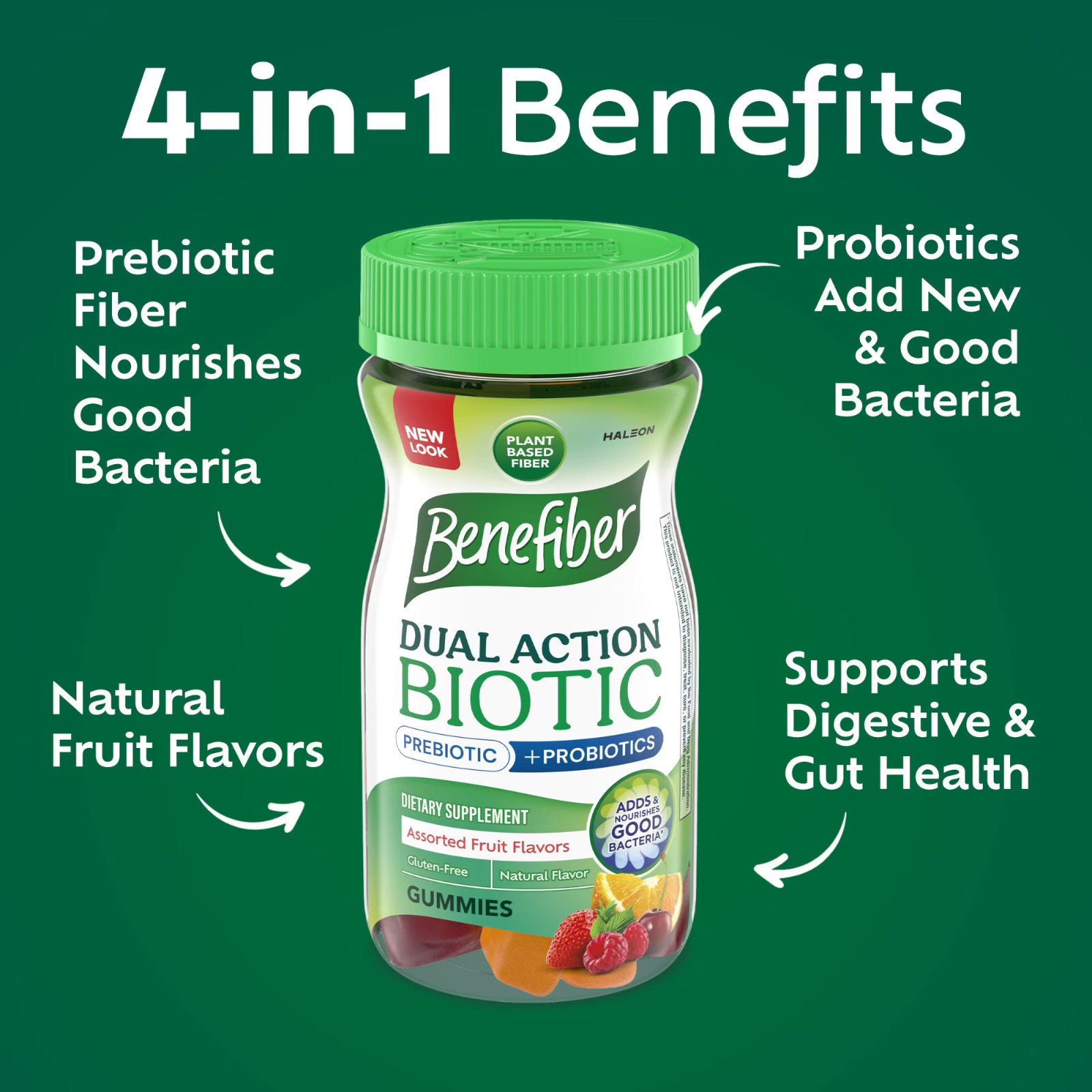 Benefiber Prebiotic Fiber Gummies with Probiotics 50 Count