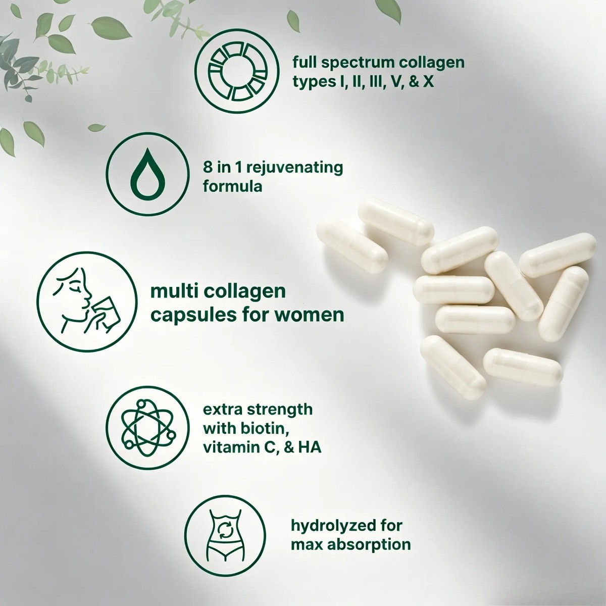 Micro Ingredients Multi Collagen Pills–Types I,II,III,V,X for Hair, Skin & Nails