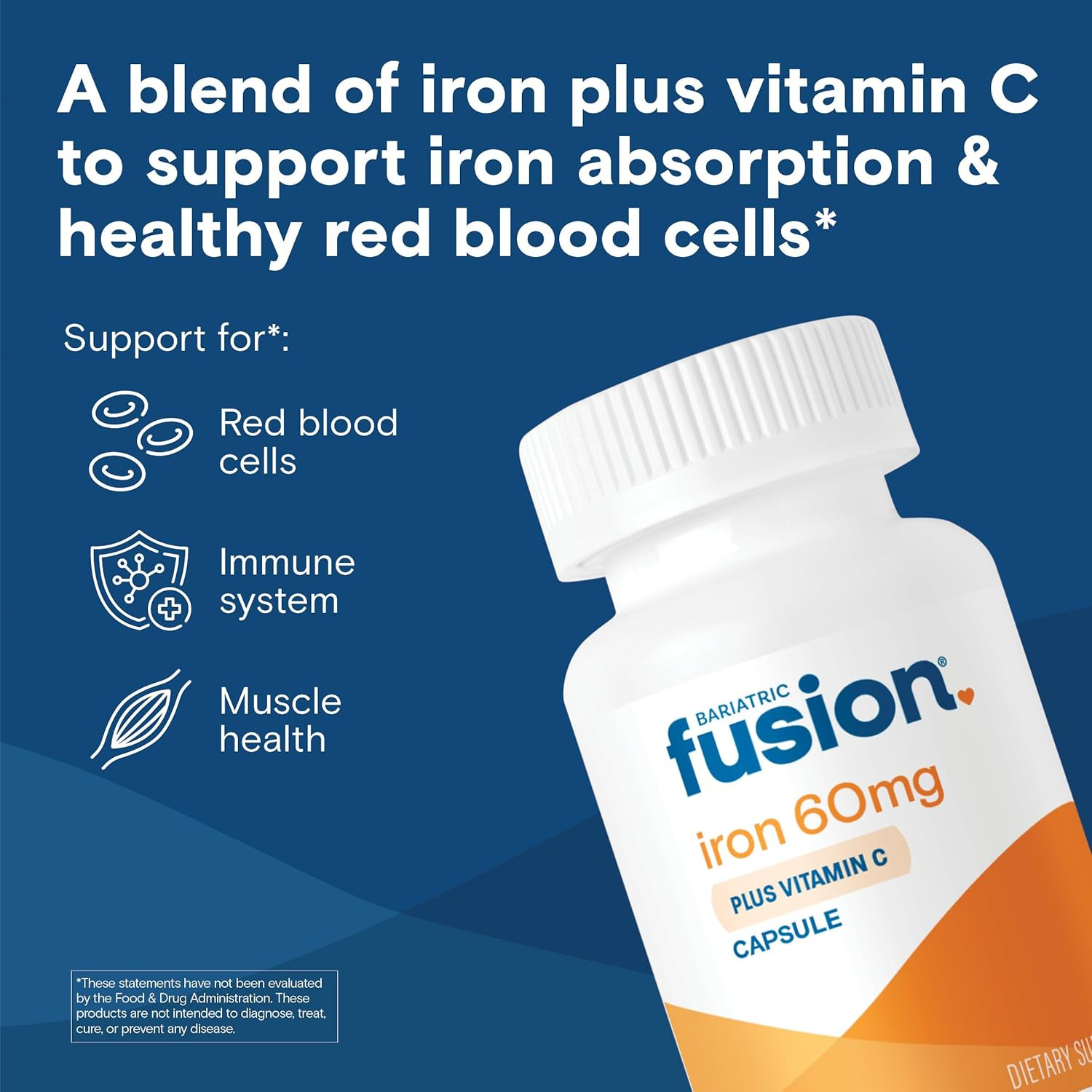 Iron Supplement 60Mg with Vitamin C | Easy to Swallow Capsule | Ferrous Fumar…