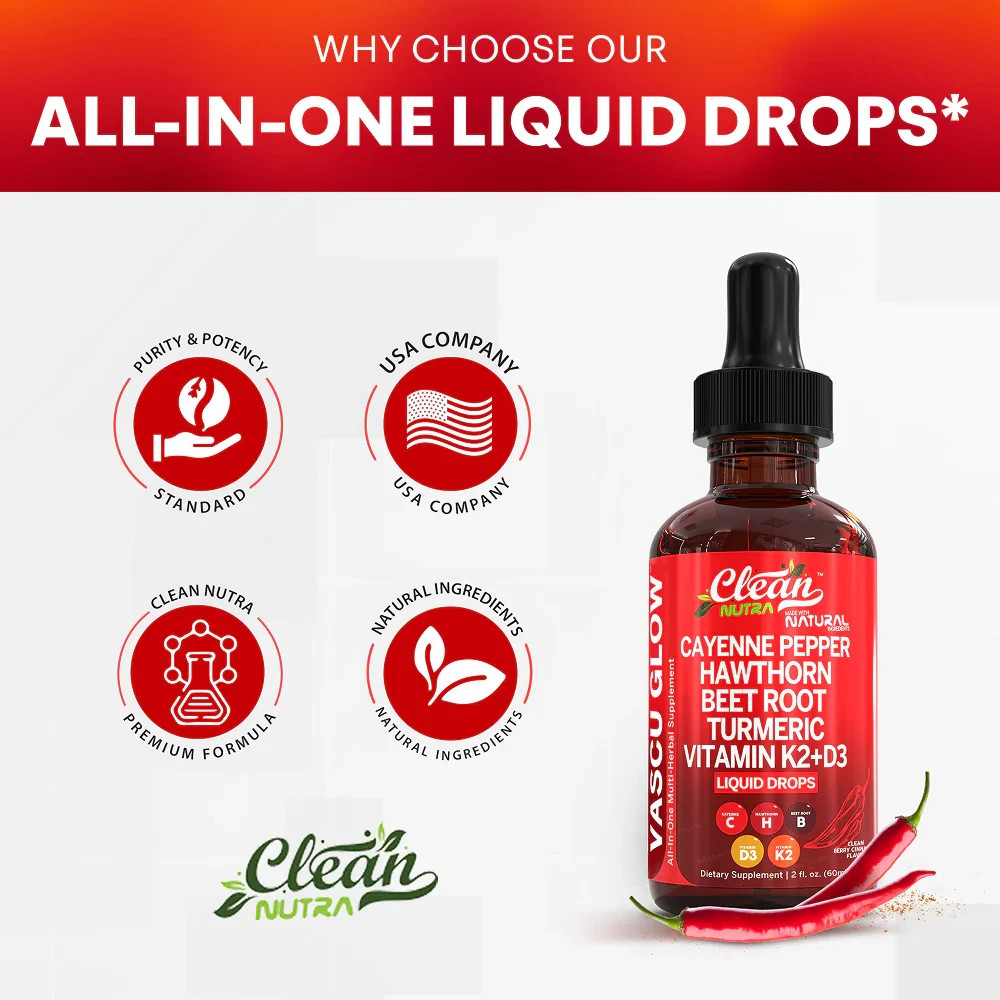 Clean Nutra Cayenne Pepper Supplement Liquid Drops + Hawthorn Berry