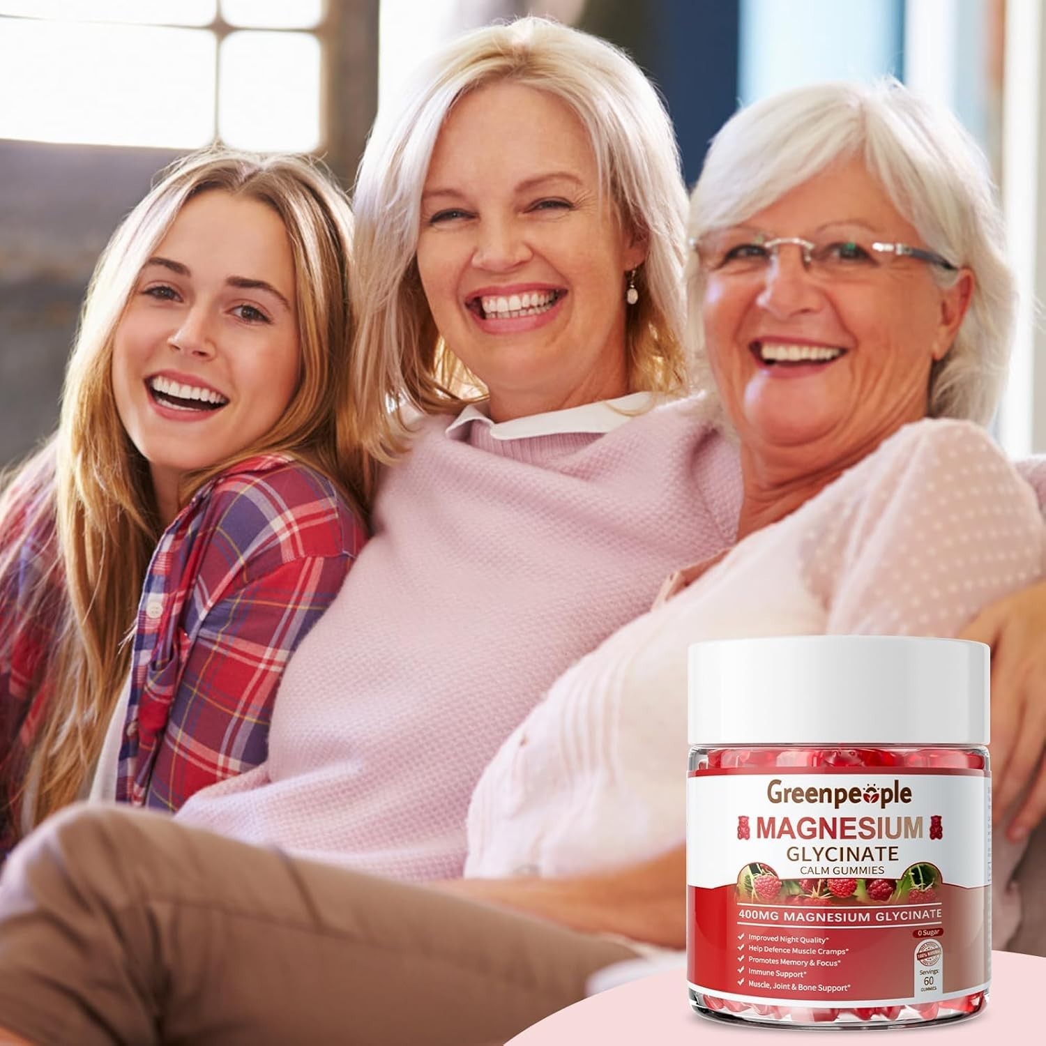 Magnesium Glycinate Gummies 400mg Sugar Free Raspberry