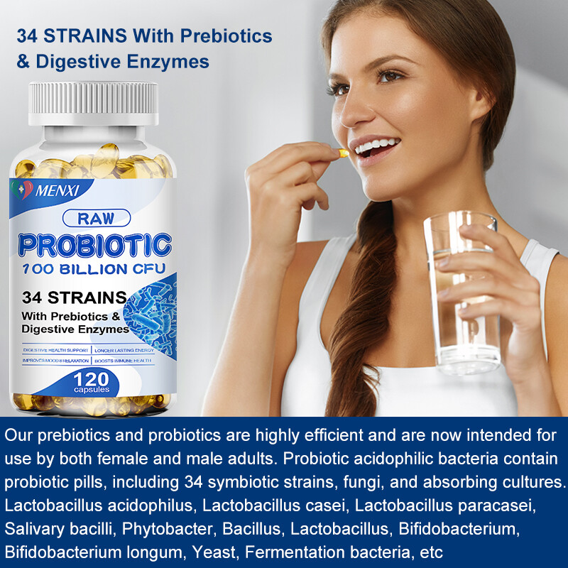 Raw Probiotics 100 Billion CFU Potency Digestive Immune Health 120 Capsules USA