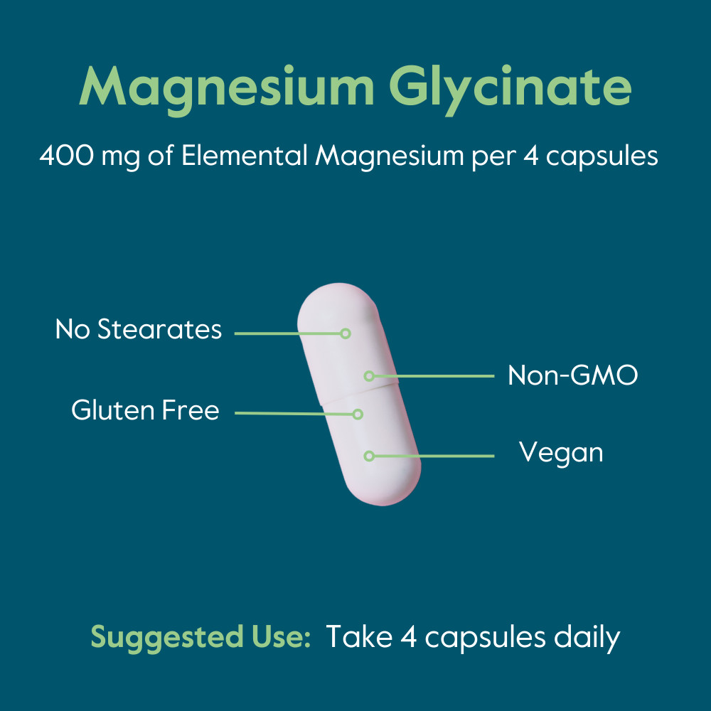 Magnesium Glycinate 400mg (240 Vegetarian Capsules)-No Stearates- Non GMO