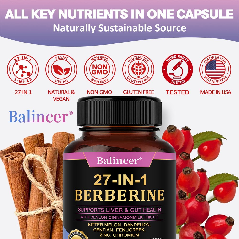 Berberine Supplement Enhance Immune Function Antioxidants 30/60/120 Capsules