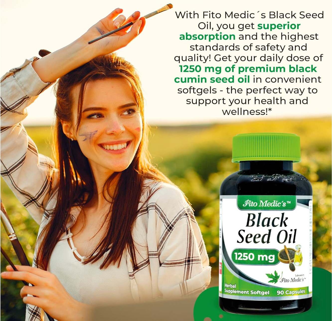 Organic Black Seed Oil 1250mg | 90 Softgel Capsules | Non-GMO | Gluten Free