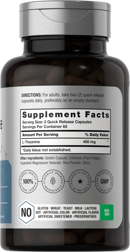 L Theanine 400mg | 120 Capsules | Non-GMO & Gluten Free | by Horbaach
