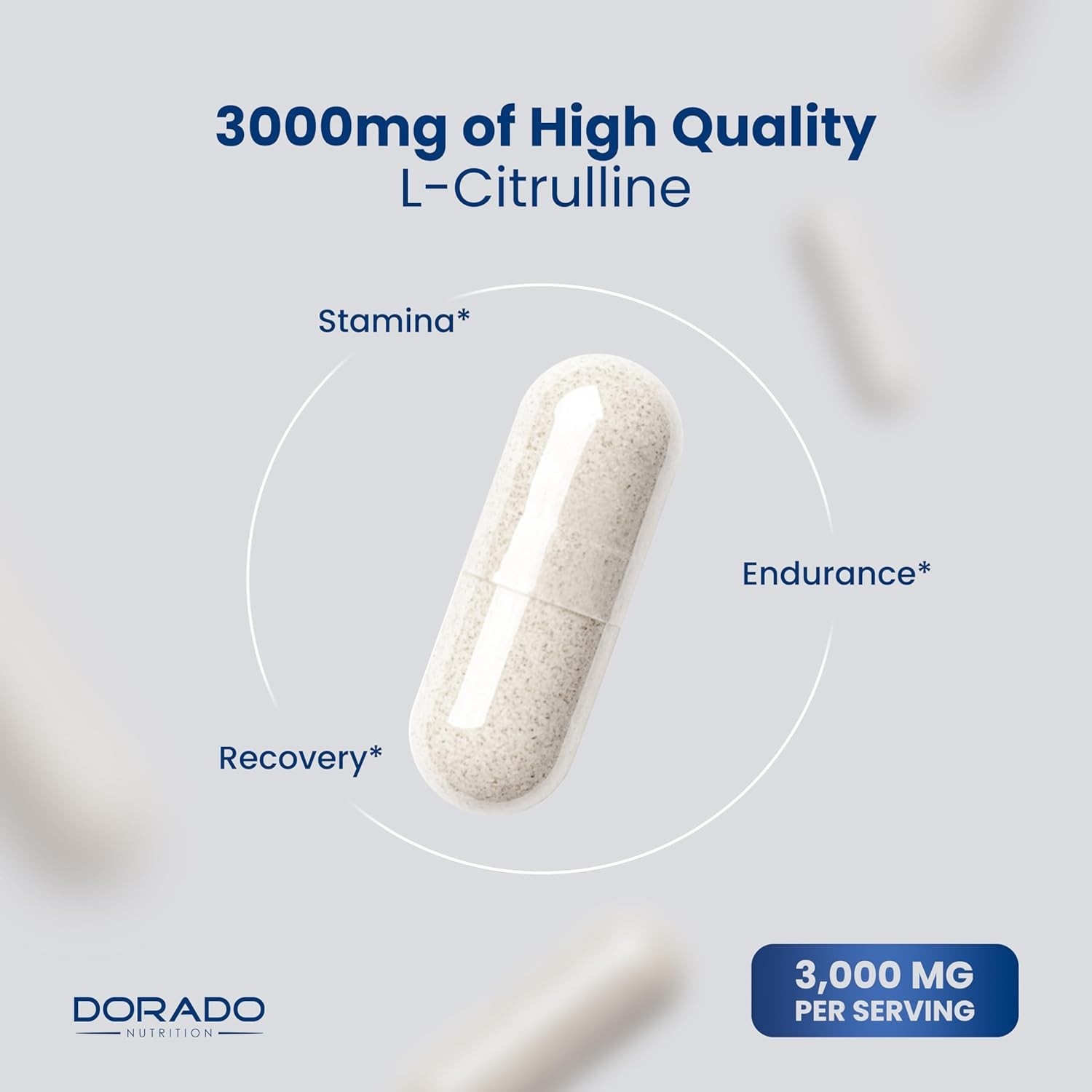 L-Citrulline 3000mg 240 Capsules GMP Certified & Non-GMO Free Form Amino