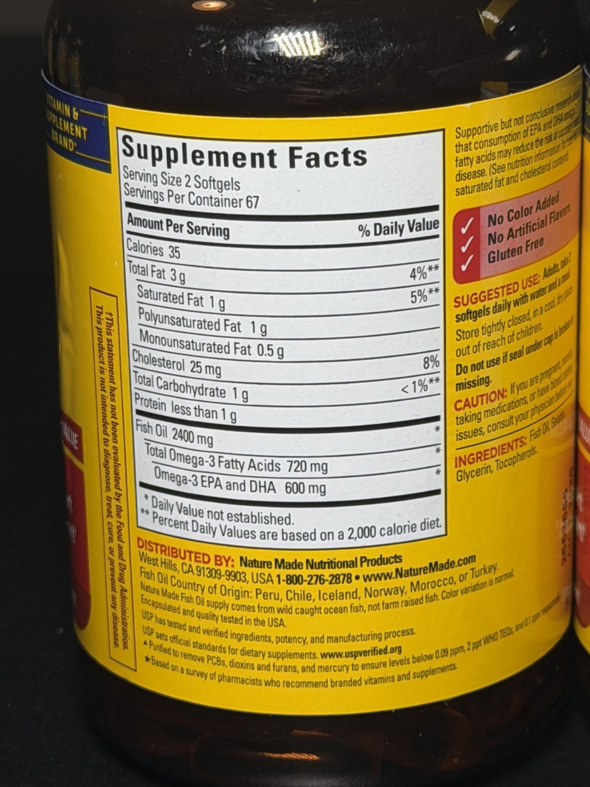Nature Made Fish Oil 2400 mg (720 mg Omega-3) 134 Softgels ~ Exp 12/2028 – New