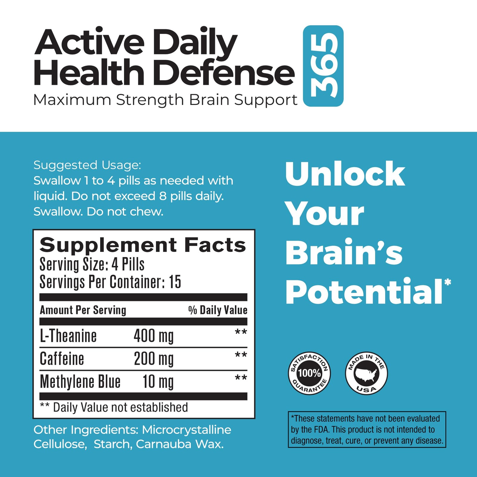 Best 365 Labs Maximum Strength Brain Support – Methylene 60 Count (Pack of 1)