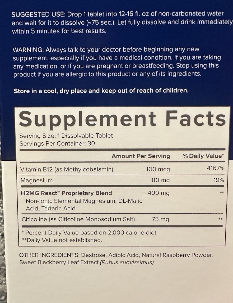 Authentic Gundry MD Ultimate H2 30 Dissolvable Tablets B12 & Magnesium.