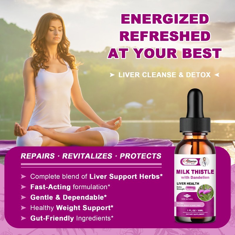 2 Bottles Milk Thistle Liquid Drop,Dandelion Root,Liver Cleanse Immune Support