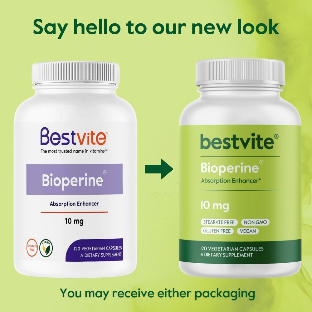 Bioperine 10mg (120 Vegetarian Capsules) – No Stearates – Absorption Enhancer
