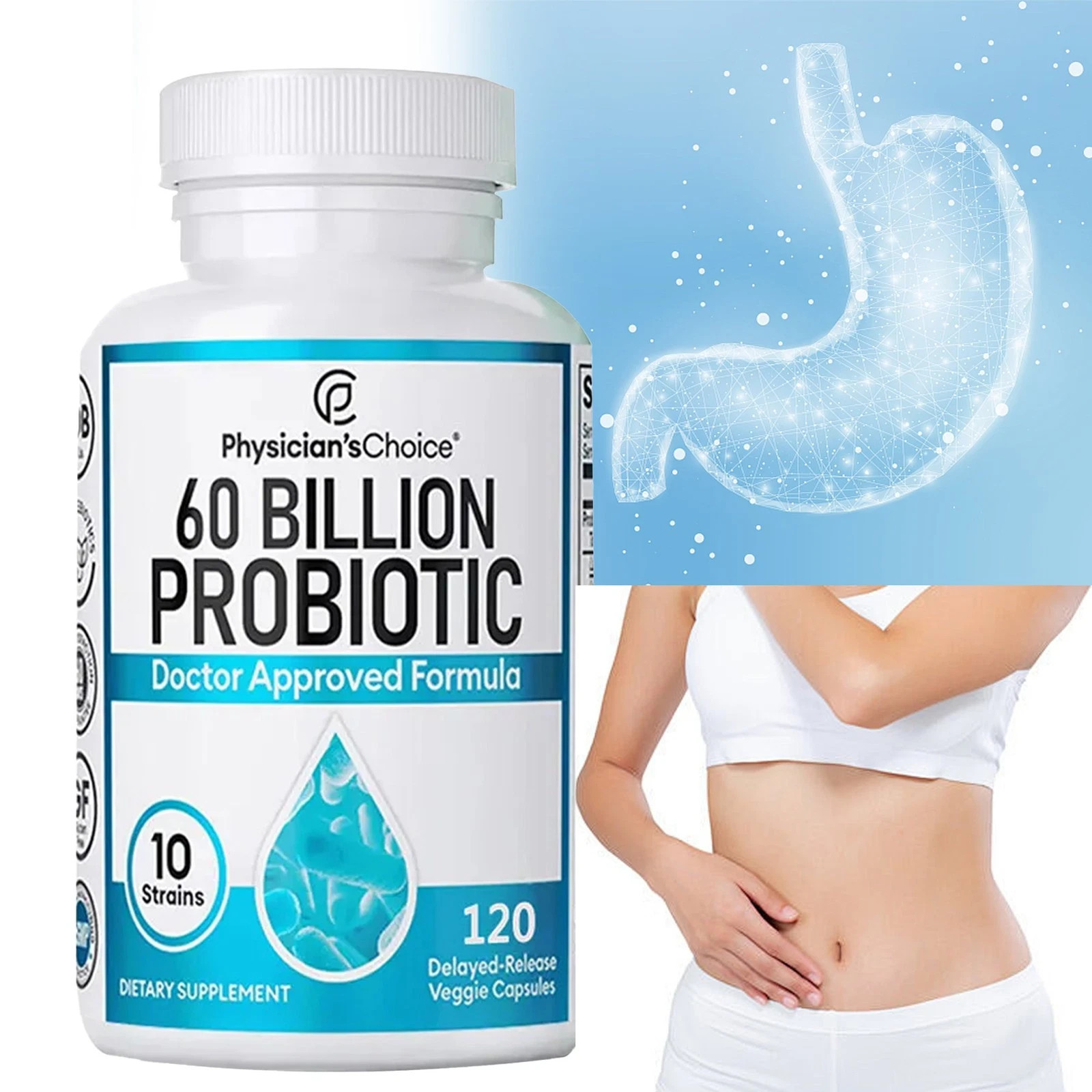 Physician’s CHOICE Probiotics 60 Billion CFU -Digestive Health, Immune Support