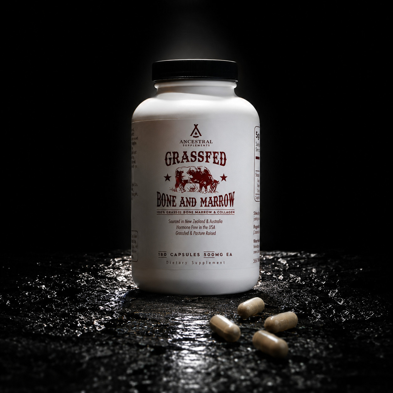 Ancestral Supplements Grass Fed Beef Bone and Marrow Supplement 3000mg 180 Caps