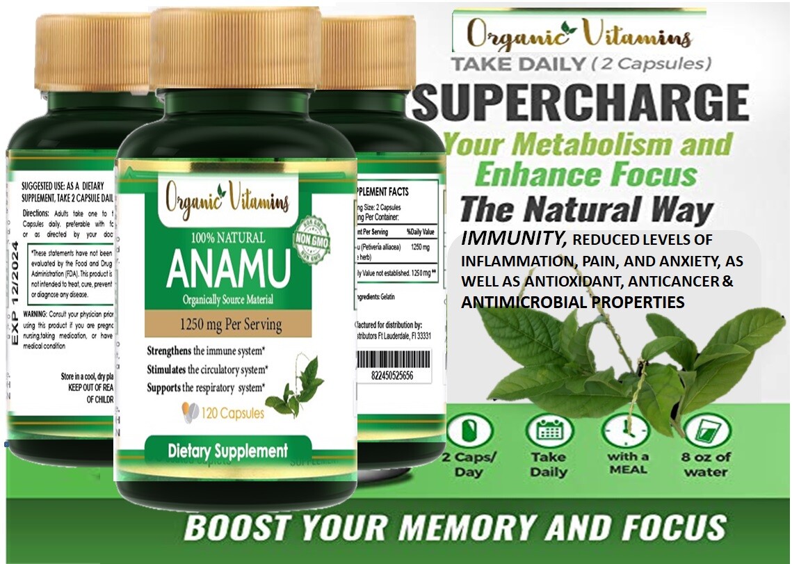 5 X 120 = 600 capsules ANAMU 1250 mg CIRCULATORY SYSTEM LOW SUGAR CONTROL