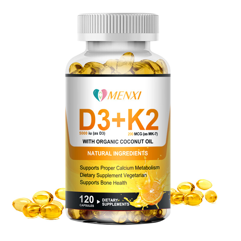 Vitamin D3 with K2 D3 5000IU and K2 200mcg 120 Vegetarian Capsules High Strength