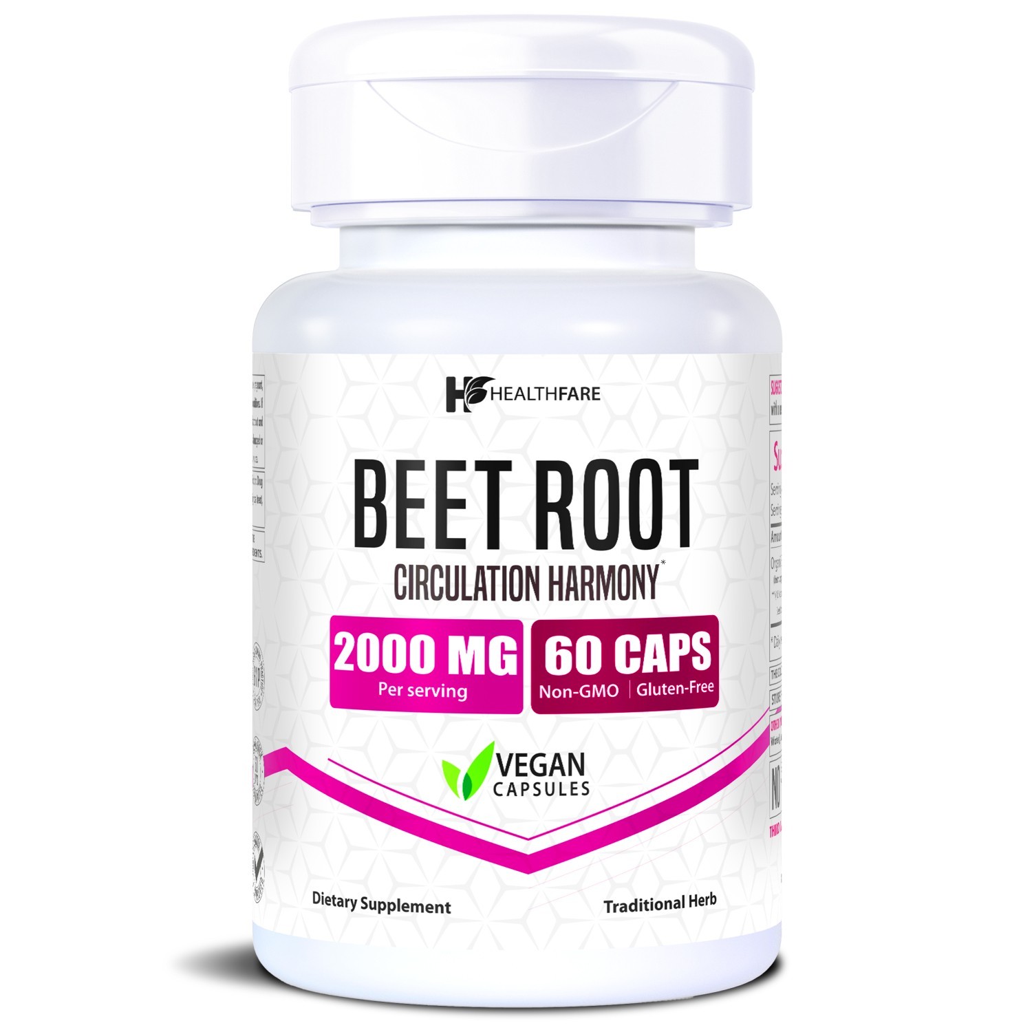 HealthFare Beet Root 2000 mg Strength 10:1 Extract, 60 Vegan Capsules