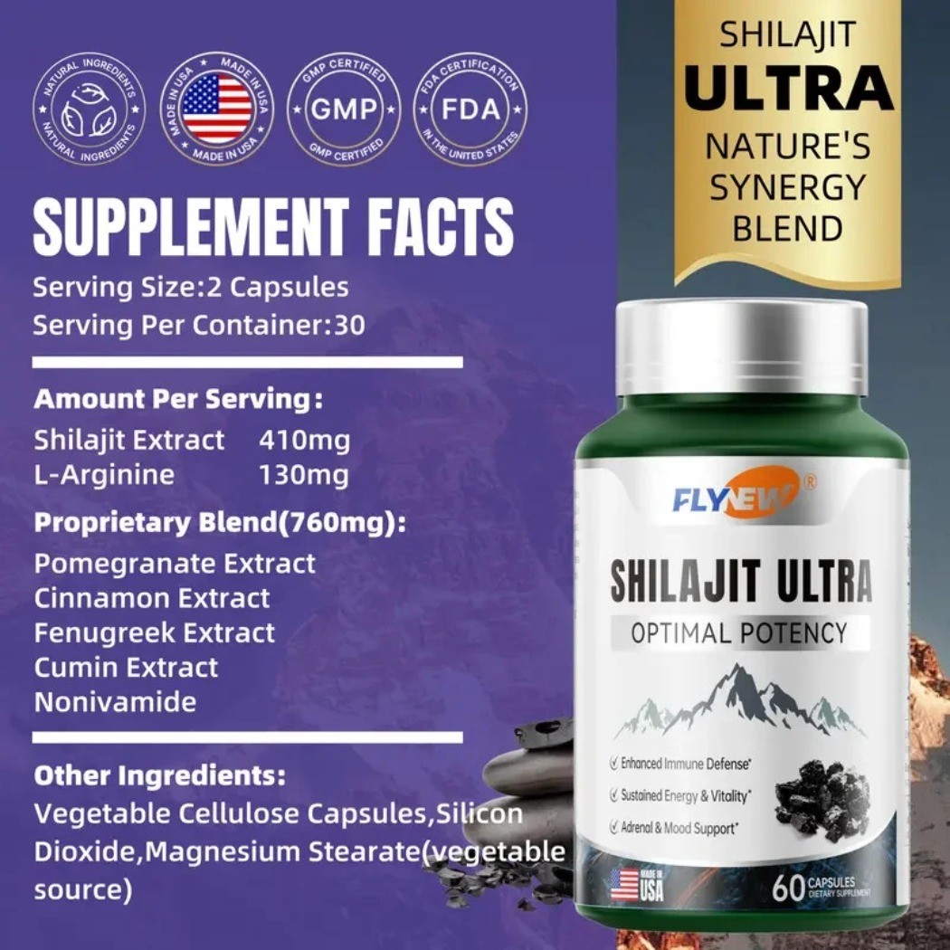 3 ~ PCS NEW Flynew Optimal Potency | Shilajit Ultra | Adaptogen Energy Stamina