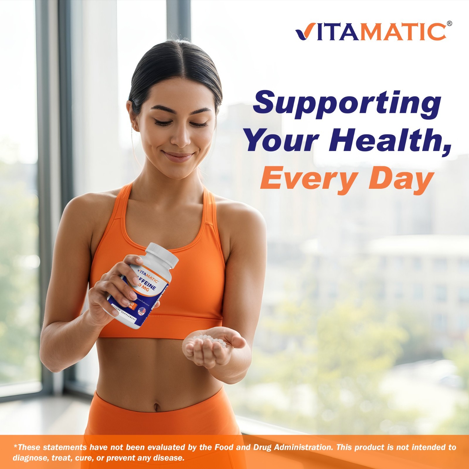 Vitamatic Caffeine Pills 200mg per Serving – 250 Vegetarian Tablets