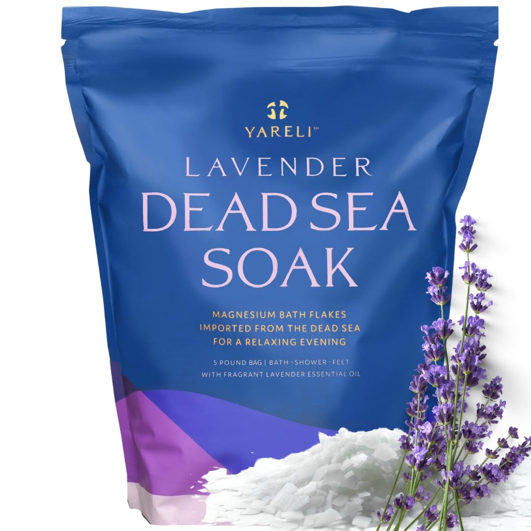 Yareli Magnesium Flakes, 5lb Lavender, Dead Sea Bath and Foot Soak, Alternative