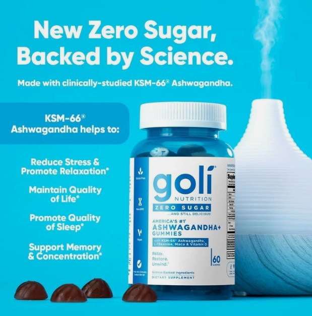 3 BottlesGoli Zero Sugar Trio -ACV Ashwagandha & Probiotic Gummies60 Caps/Bottl