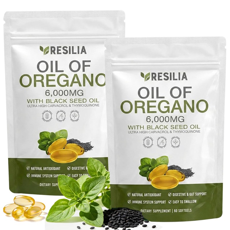 3X Resilia Oil of Oregano 6000mg with Black Seed Oil Softgels – 60 Capsules
